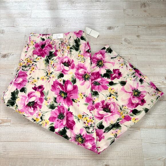 New Abercrombie Crinkle Cropped Floral Pull On Wide Leg Pant | Size XXXL Short - Picture 2 of 9